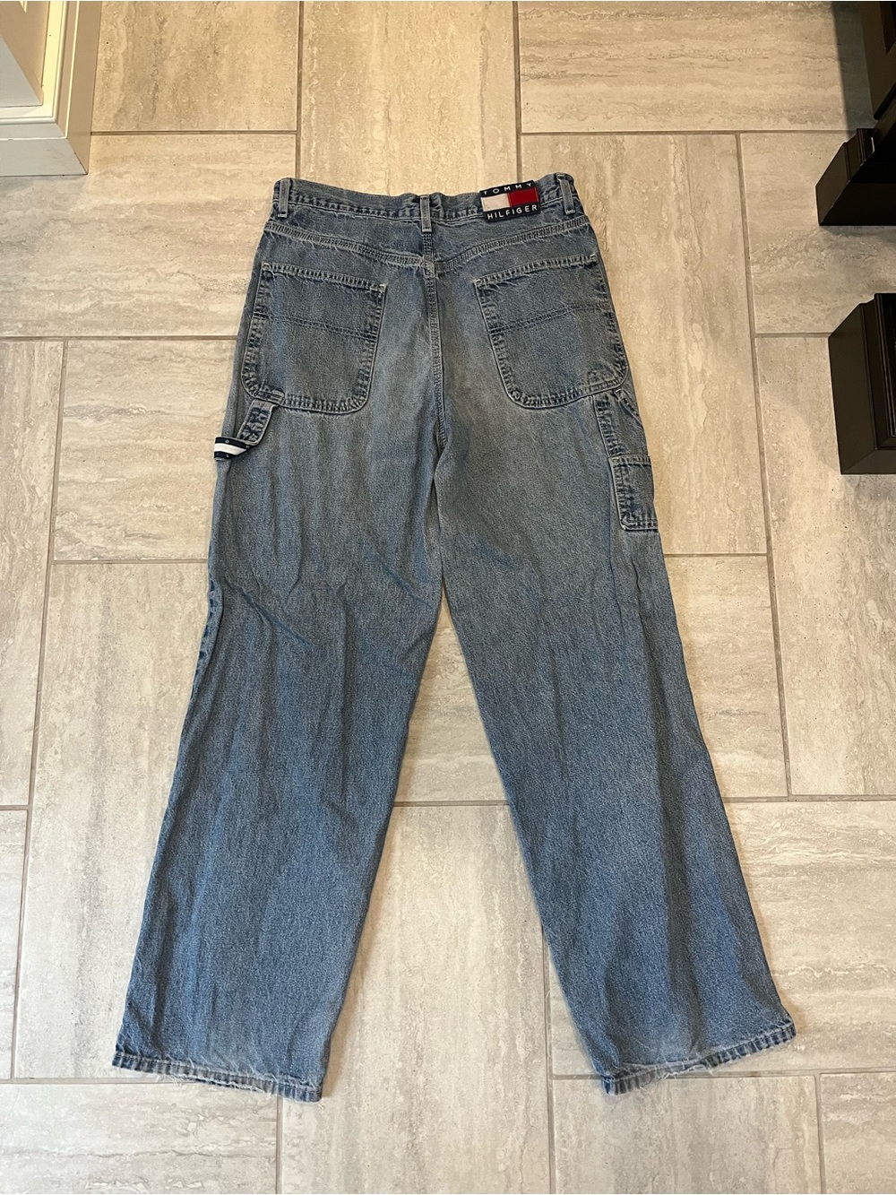 Vintage Tommy Hilfiger Men’s Washed Blue Relaxed Carpenter Jeans - Picture 1 of 11